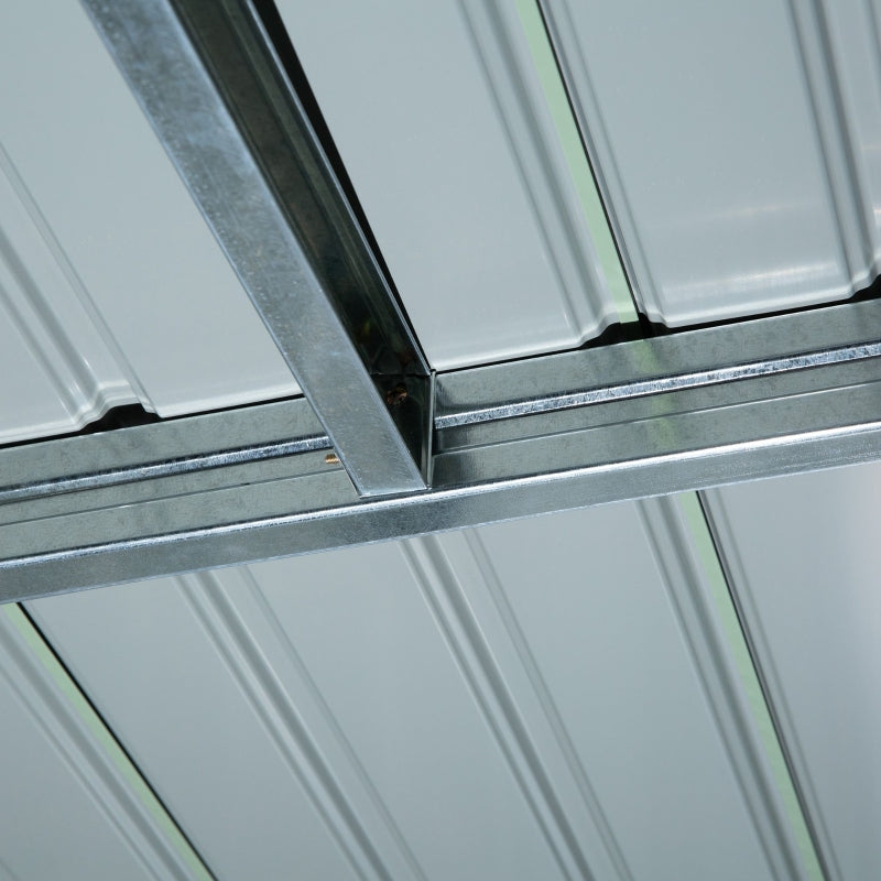 Green 7ft x 4ft Galvanised Steel Garden Shed with Foundation Kit