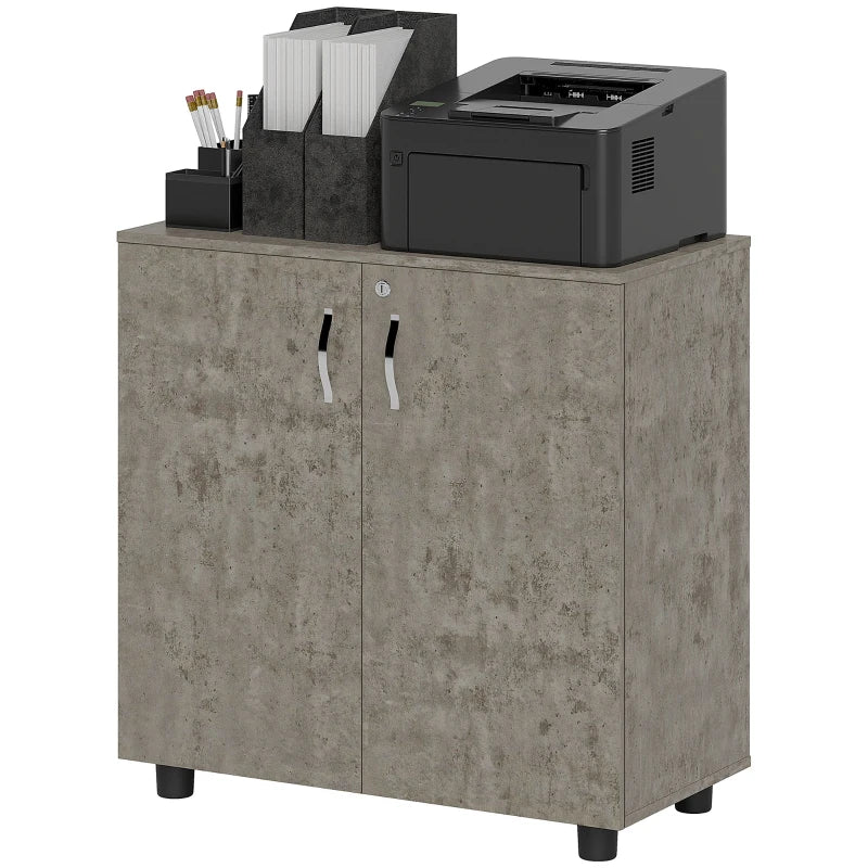 Vinsetto Two-Tier Locking Office Storage Cabinet - Stylish Grey Organizer for Secure Document and Supply Storage