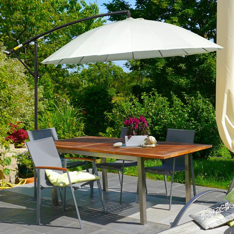 3m Cream White Cantilever Patio Umbrella with 18 Ribs & Vents