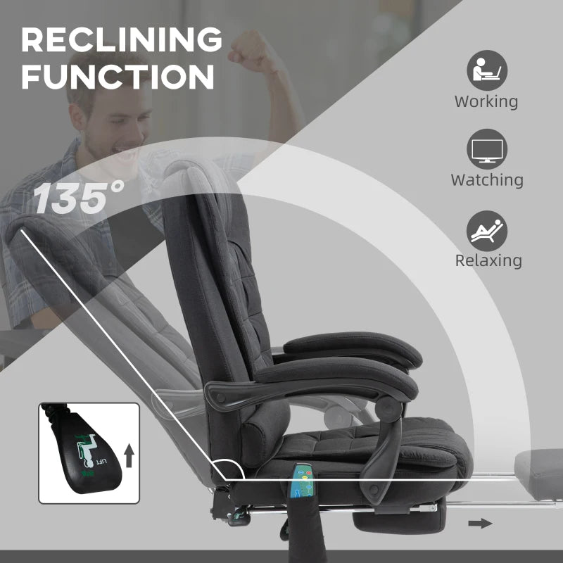 Vinsetto Black Six-Point Massage Office Chair with Heat - Ergonomic Comfort for Home & Work