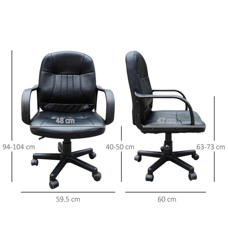 Swivel Executive Office Chair PU Leather Computer Desk Chair Adjustable Height with Wheels Black