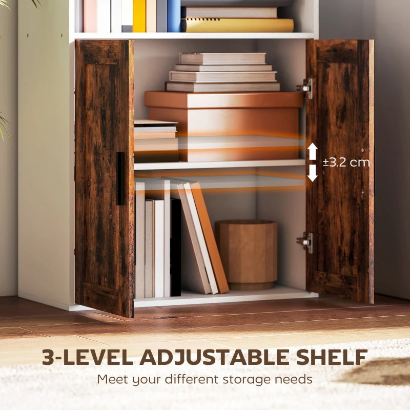 Rustic Brown 5-Tier Bookcase with Adjustable Shelves - Stylish Storage Solution for Home or Office