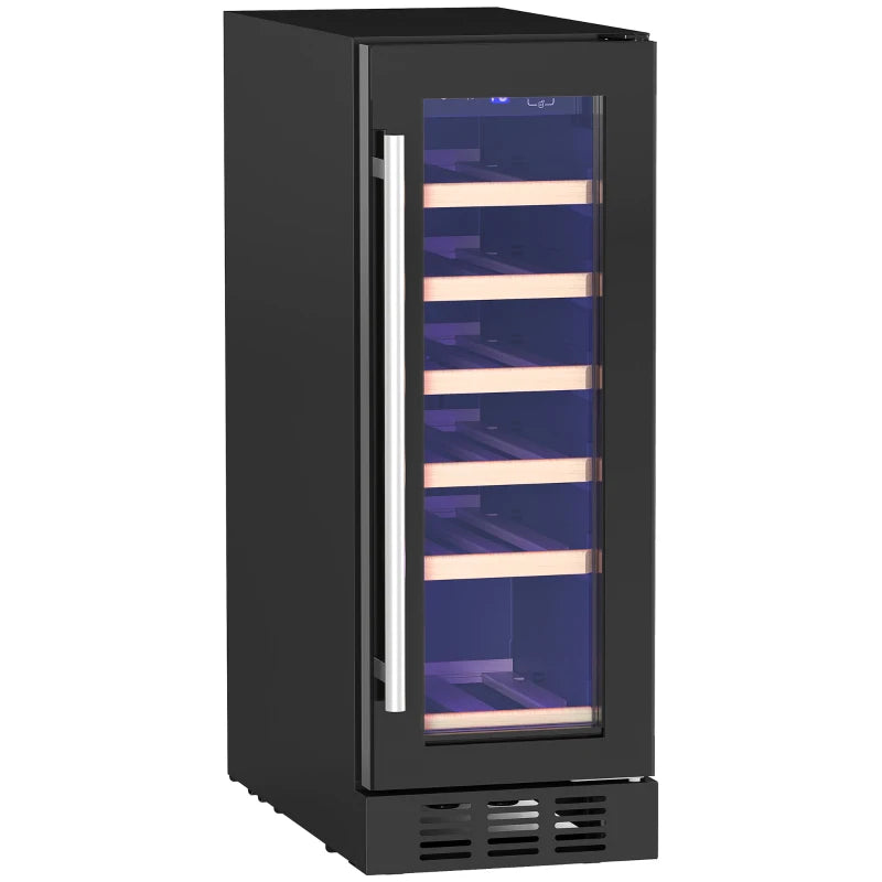 19-Bottle Wooden Wine Rack Fridge - Black, 5-18 Temperature Control, Perfect for Home Wine Storage & Display