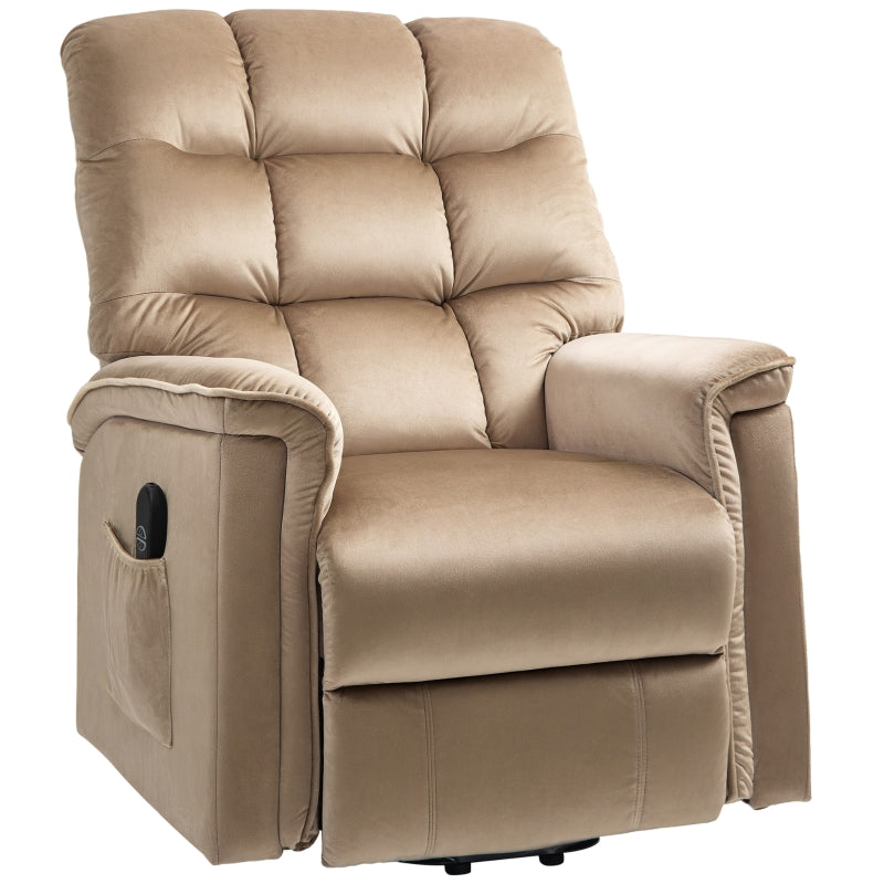 Velvet Electric Lift Recliner Chair in Brown for Ultimate Comfort and Support