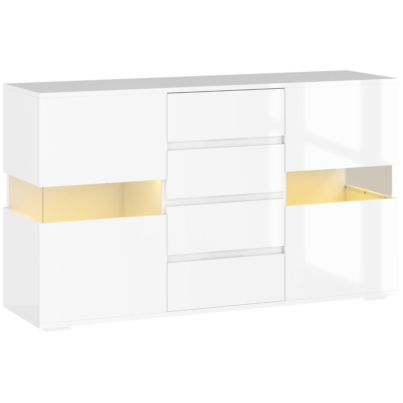 Modern LED Light Sideboard - High Gloss White Finish, Stylish Storage Cabinet for Living Room or Dining Room