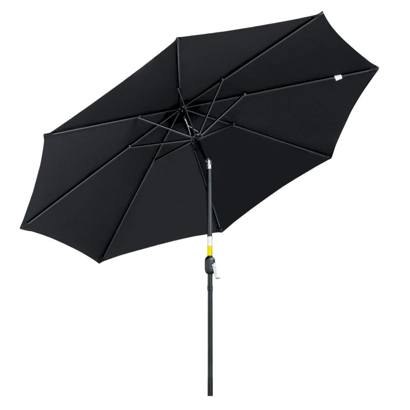 Black 3m Tilting Garden Umbrella with Tilt and Crank Handle