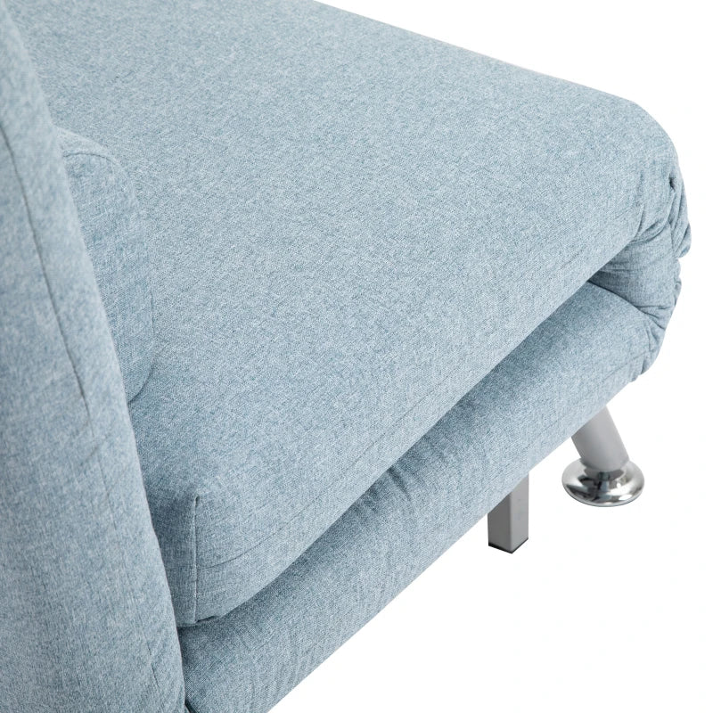 3-in-1 Convertible Linen Chair Bed with Adjustable Backrest and Pillow for Living Room or Bedroom in Sky Blue