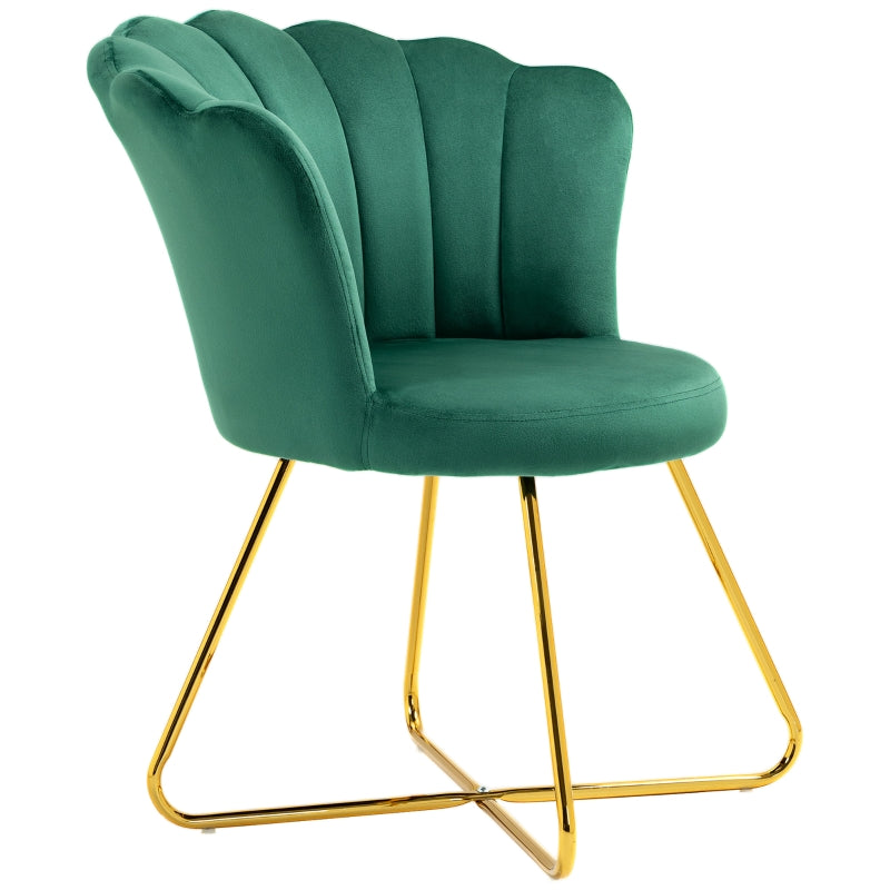 Velvet-Feel Lotus Petal Accent Chair in Green for Stylish Home Decor