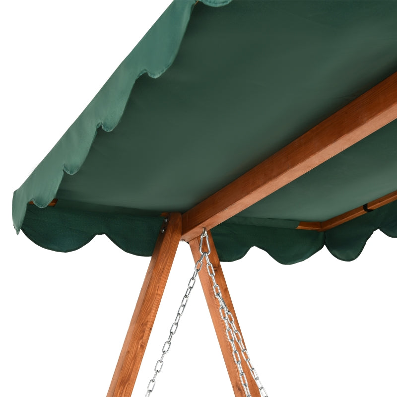 Dark Green 3-Seater Wooden Garden Swing Chair Hammock Bench