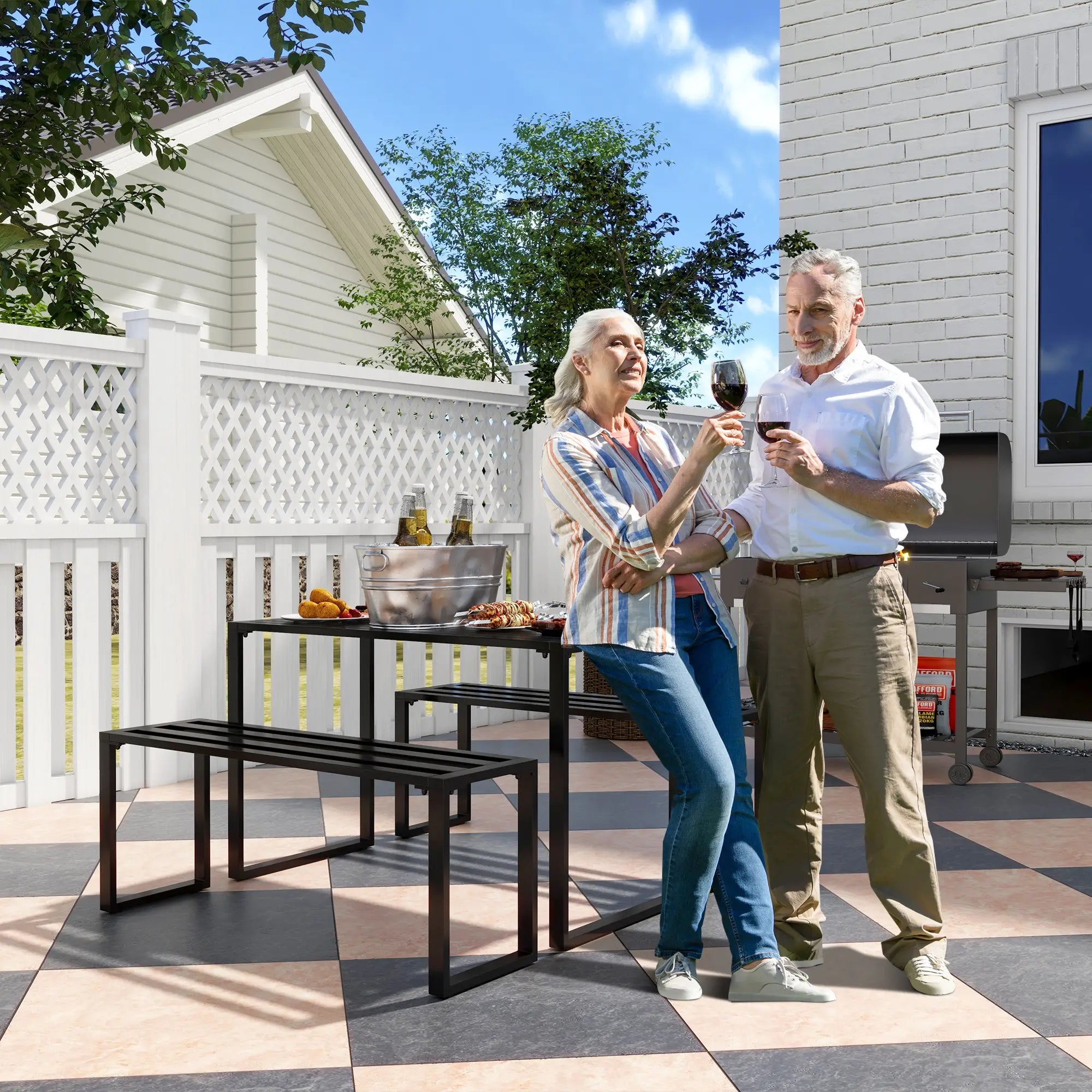 Black Metal Picnic Table