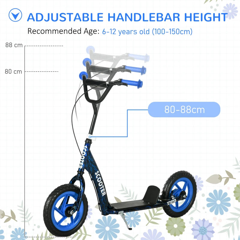 Adjustable Kids Scooter with Non-slip Footplate and Rear Brake for Safe Riding Blue