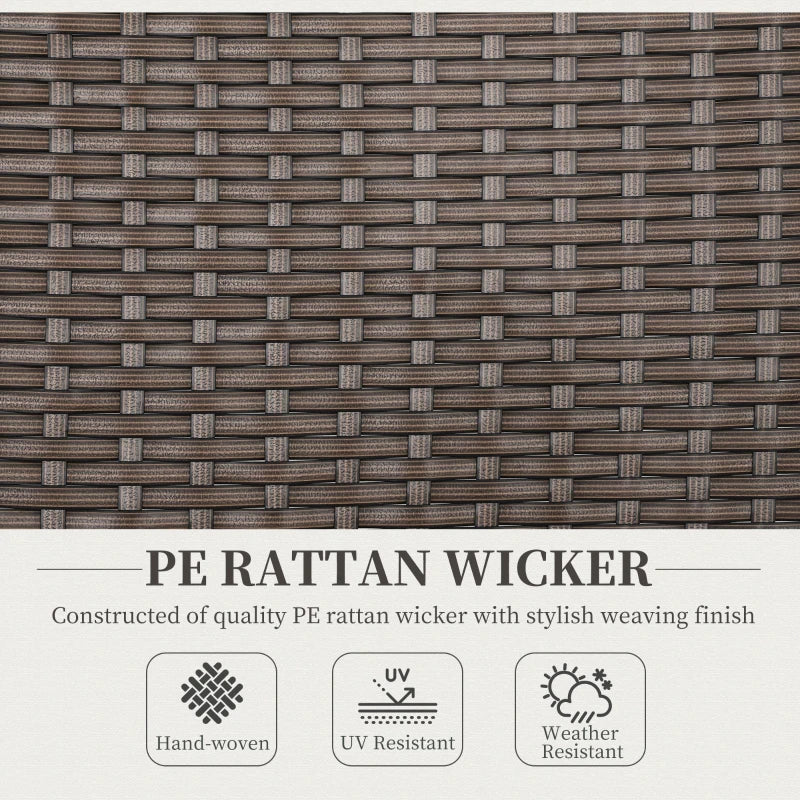 Folding Rattan Garden Dining Chair - 5-Level Reclining High Back, Wood Armrests, Outdoor Patio Furniture - Brown