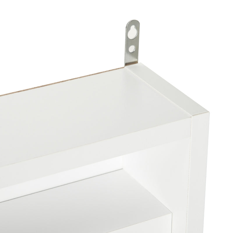 5-Tier Wall Display Shelf Unit with 4 Adjustable Shelves & Glass Doors - White Cabinet for Home Office Ornaments 60x80cm