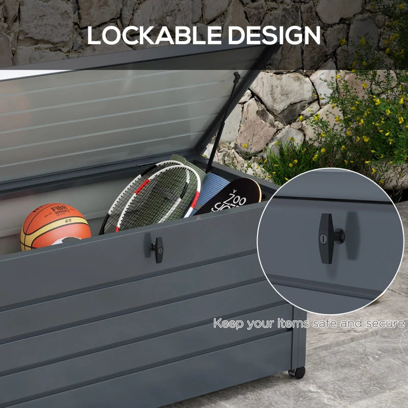 Galvanised Steel Garden Storage Box with Lock