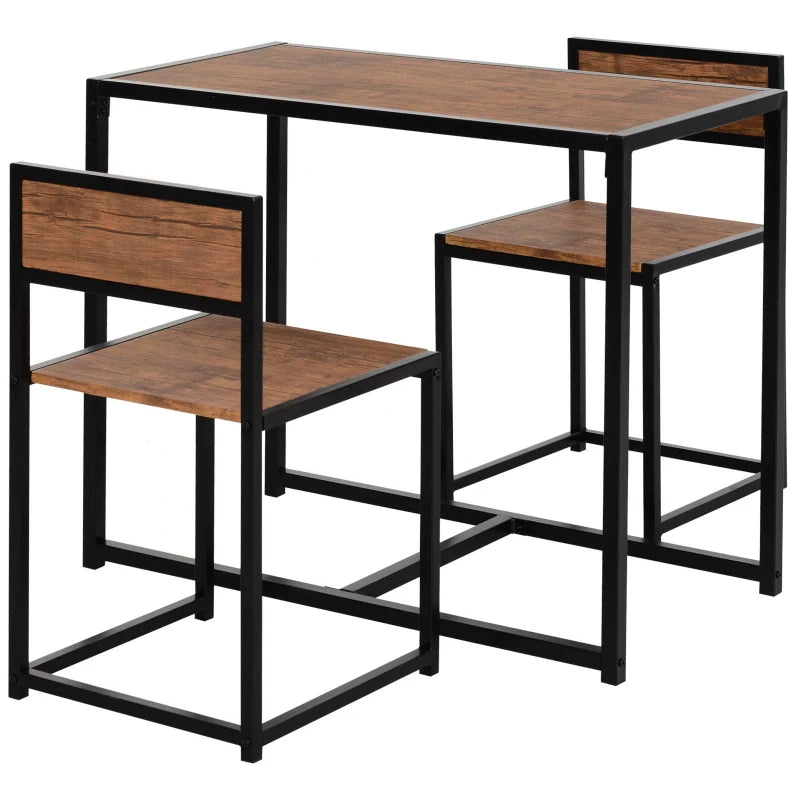 Compact Dining Table and Chairs Set for Small Spaces - Rectangular Steel Frame with Natural Finish - Ideal for Kitchens