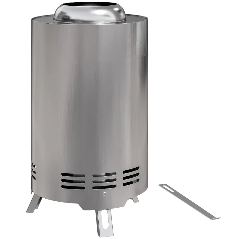Portable Smokeless Fire Pit - 16x16cm Stainless Steel Wood Burning Tabletop Fire Pit for Garden & Camping - Silver Tone