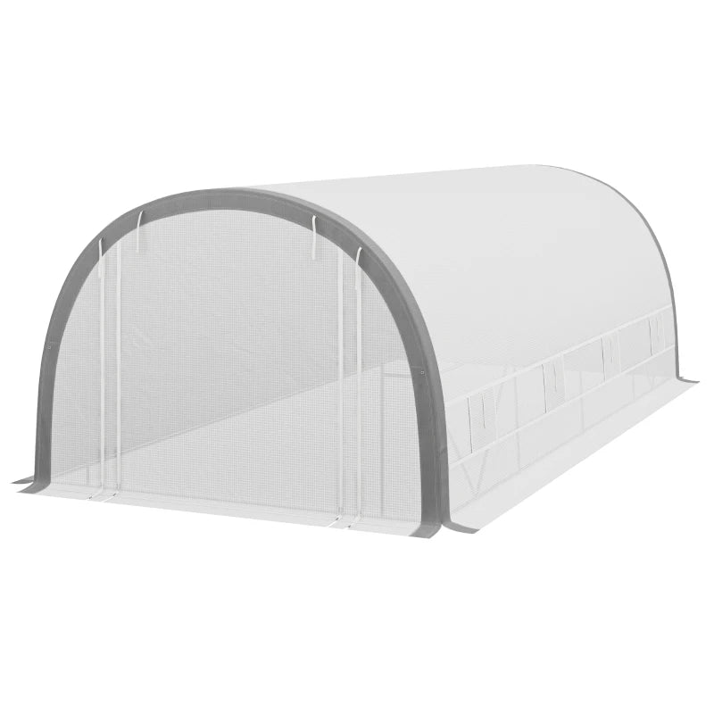 6x3m Green Polytunnel Greenhouse with Mesh Door & Windows, 15 Plant Labels