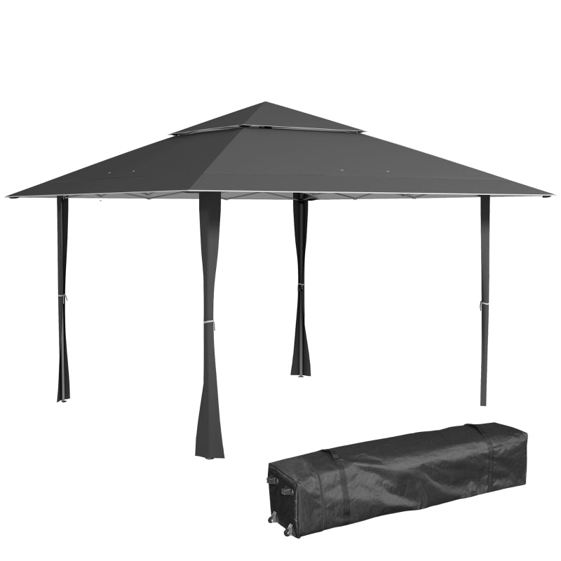 Dark Grey 4x4m Double Roof Pop-up Gazebo Canopy Tent with UV Protection