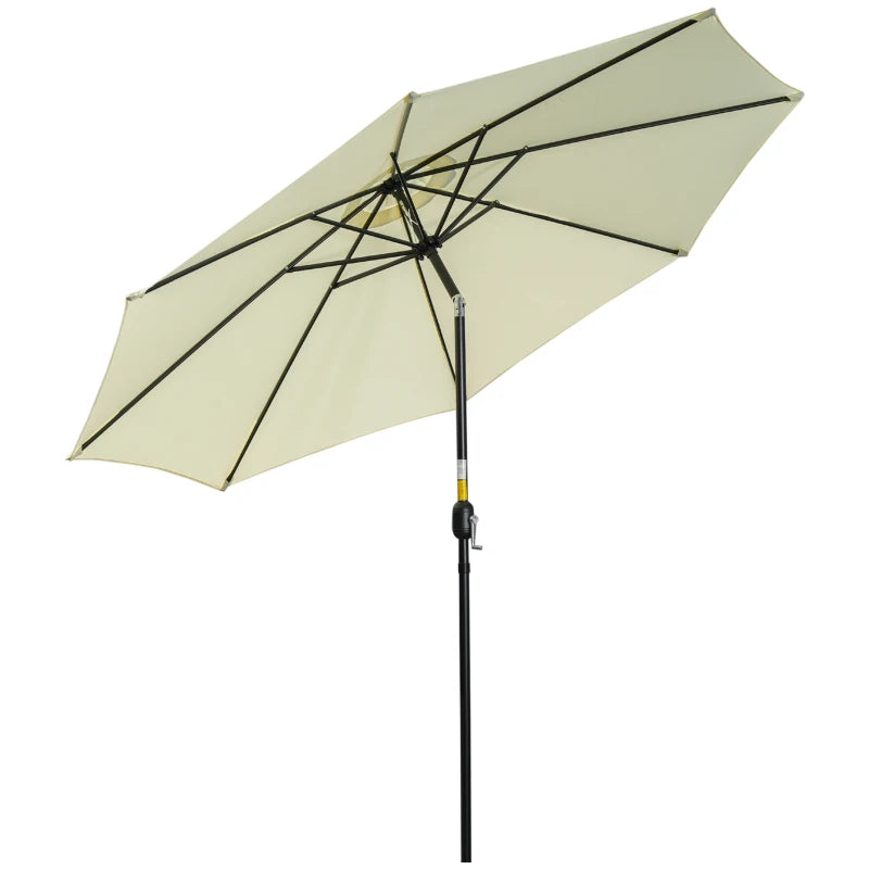 Beige 3m Tilt Garden Umbrella with 8 Ribs and Crank Handle