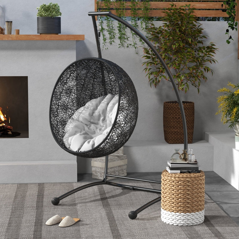 Black C-Shaped Hammock Chair Stand - Heavy Duty Metal Frame for Indoor & Outdoor Use