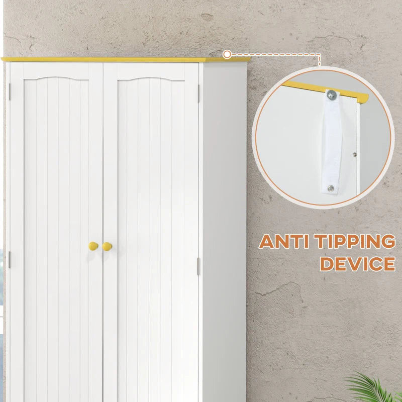 Freestanding 4-Door White Kitchen Cupboard - Stylish Storage Cabinet Organizer with 4 Shelves for Home & Kitchen