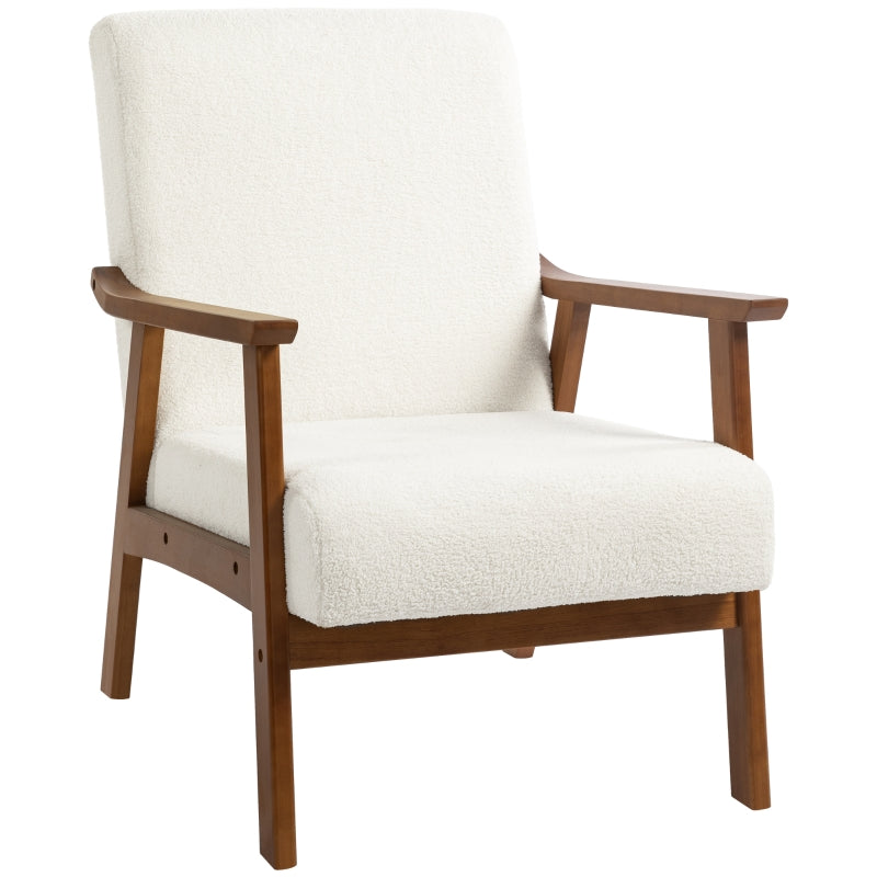 Mid Century Modern Boucle Accent Chair in White - Stylish Seating for Home Decor