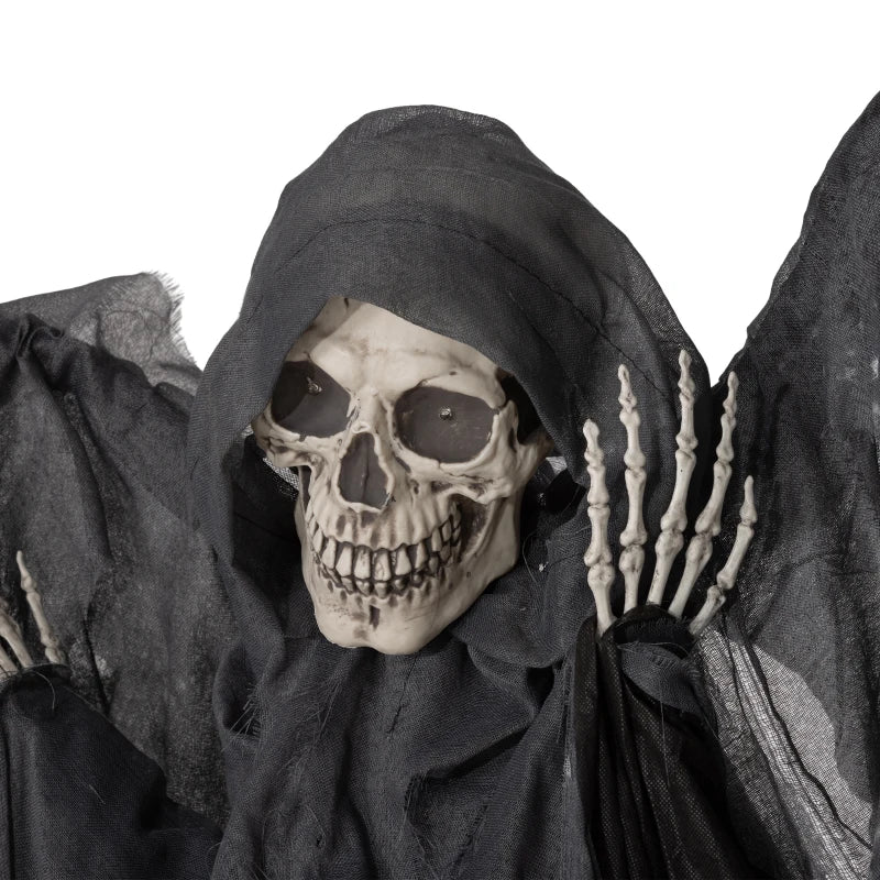 6.3" Grim Reaper Halloween Animatronic with Glowing Eyes - Spooky Decor for Haunted House & Halloween Parties