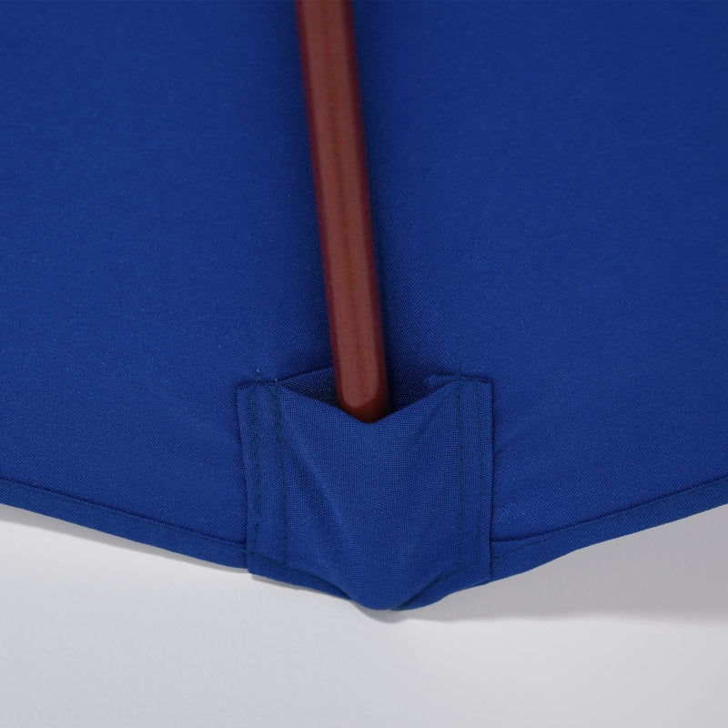 Blue 2.5m Round Garden Parasol Umbrella with Wooden Pole