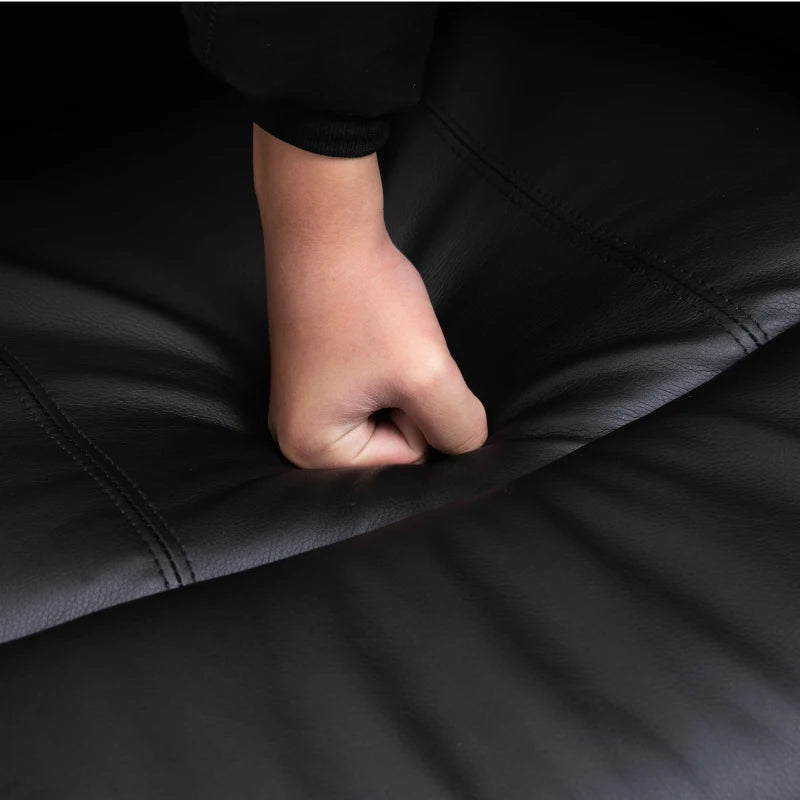 Reclining PU Leather Massage Chair with 8 Points and Heat, Manual Swivel Base, Footrest and Remote Control, Black