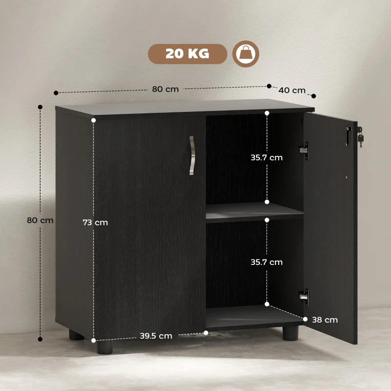 Vinsetto Two-Tier Locking Office Storage Cabinet - Stylish Black Organizer for Secure Document and Supply Storage
