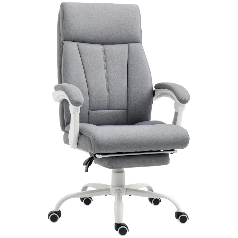 Vinsetto Ergonomic Office Chair with 155° Recline, Adjustable Height, Footrest & Swivel Wheels - Grey Fabric Study Chair