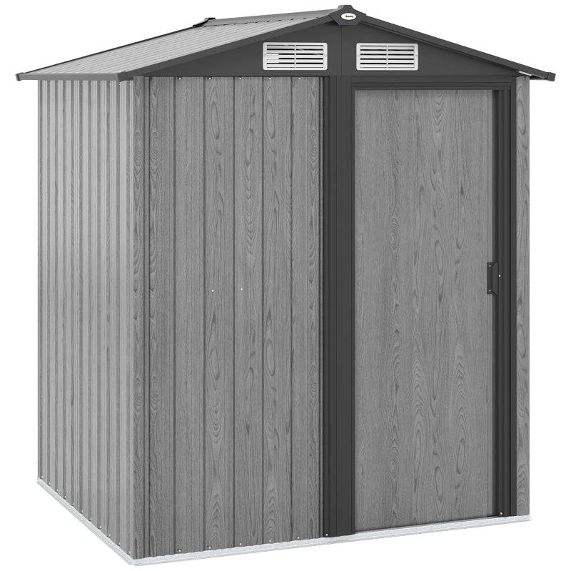 5ft x 4.3ft Outdoor Garden Storage Shed - Grey Wooden Effect, Durable & Weatherproof