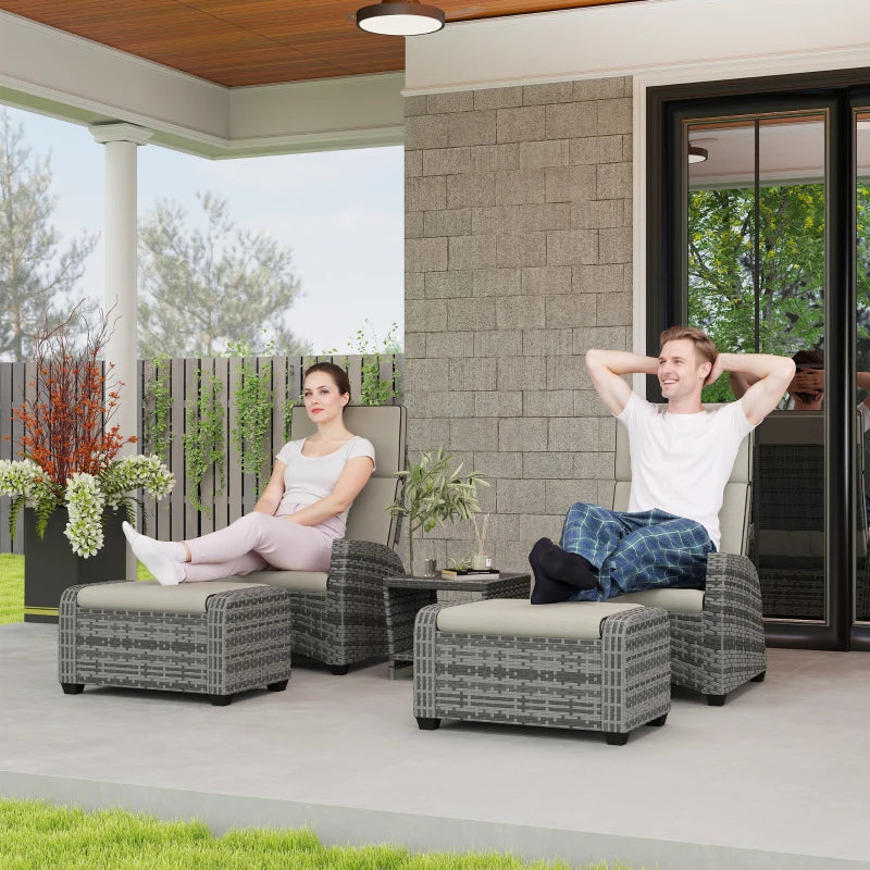5-Piece Grey Rattan Garden Furniture Set with Cushions for Outdoor Relaxation