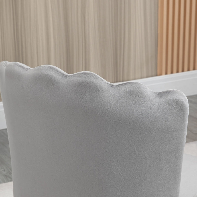 Set of 2 Velvet Upholstered Dining Chairs with Gold Metal Legs for Kitchen and Living Room, Grey