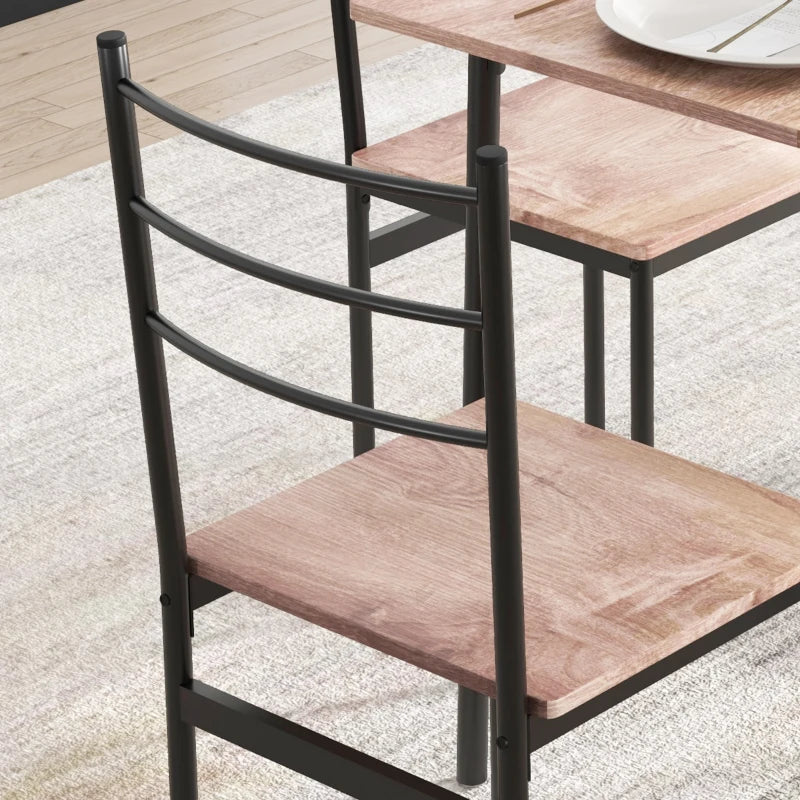 5-Piece Space-Saving Dining Table and Chairs Set - Steel Frame, Compact Design for Small Kitchens, Black Finish