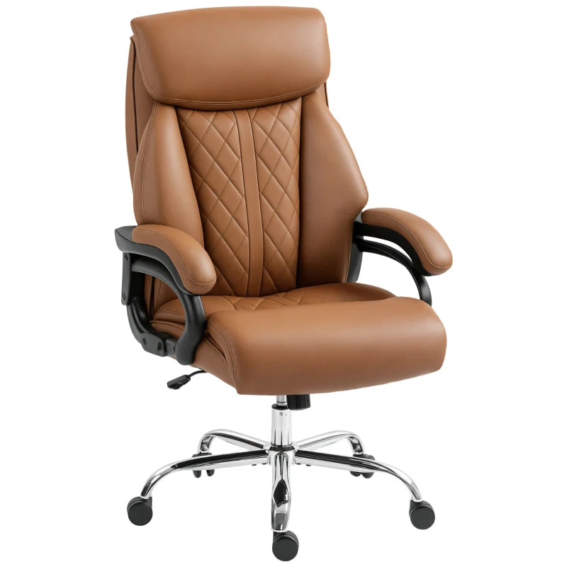 Light Brown Spring Padded Faux Leather Office Chair - Ergonomic Design for Comfort and Style in Home or Office