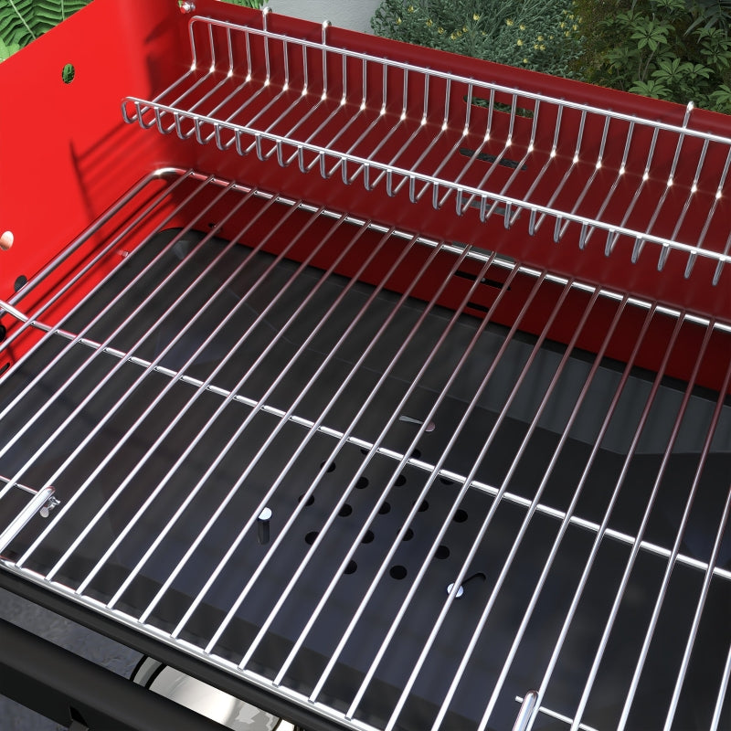 Red Charcoal BBQ with Adjustable Grill Grate