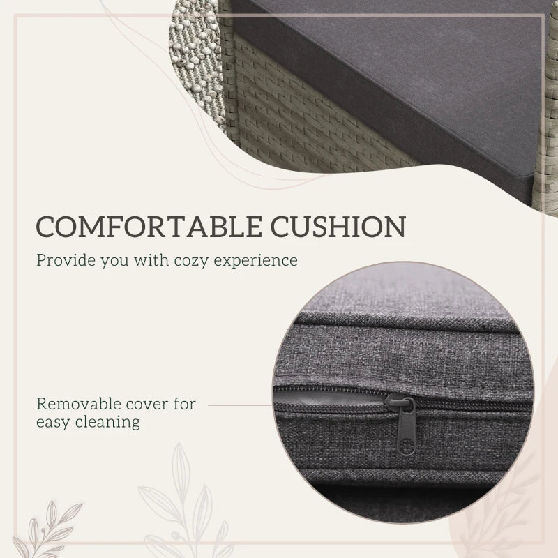 5 Piece Grey Rattan Dining Set Removable Cushions