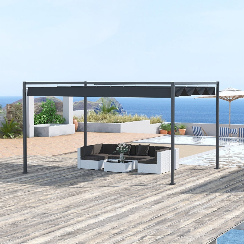 4m x 3m Dark Grey Metal Rectangular Pergola