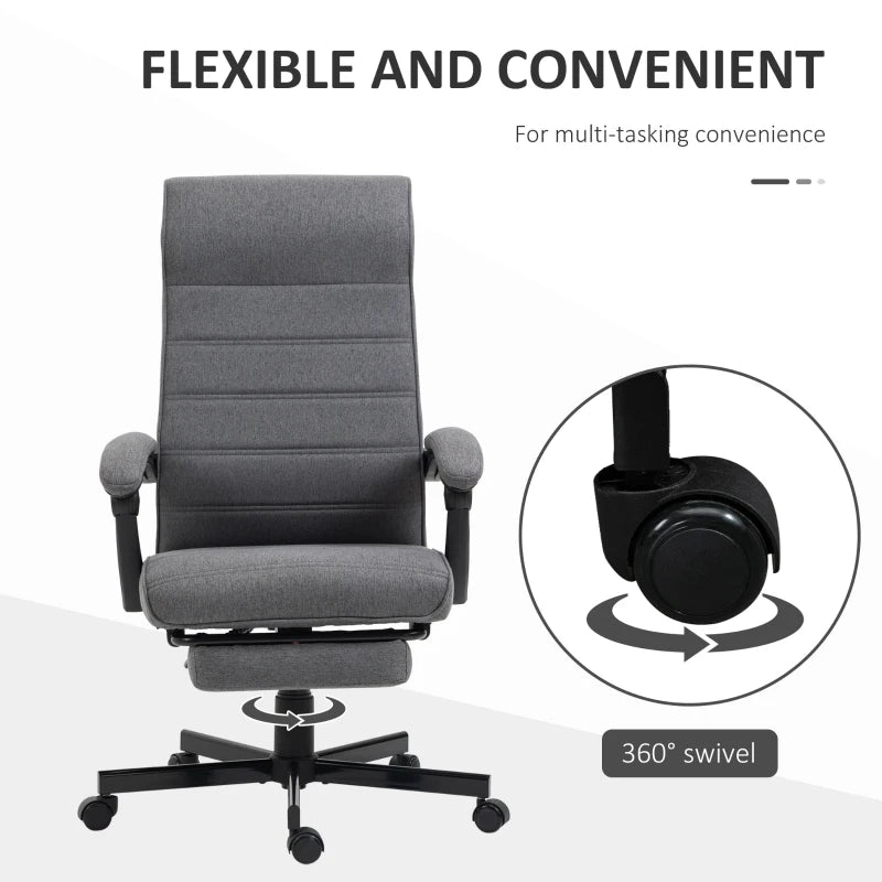 Vinsetto Grey Fabric Office Chair - Adjustable Height Swivel Desk Chair with Rolling Wheels for Home Office & Study