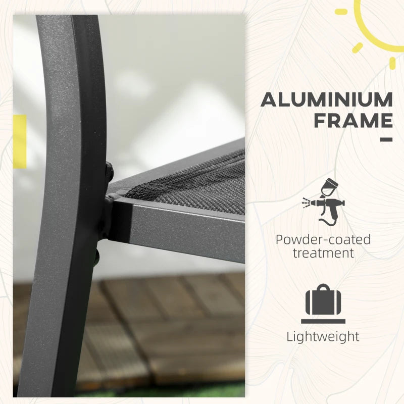 Black Aluminium Stackable Garden Chairs Set of 2