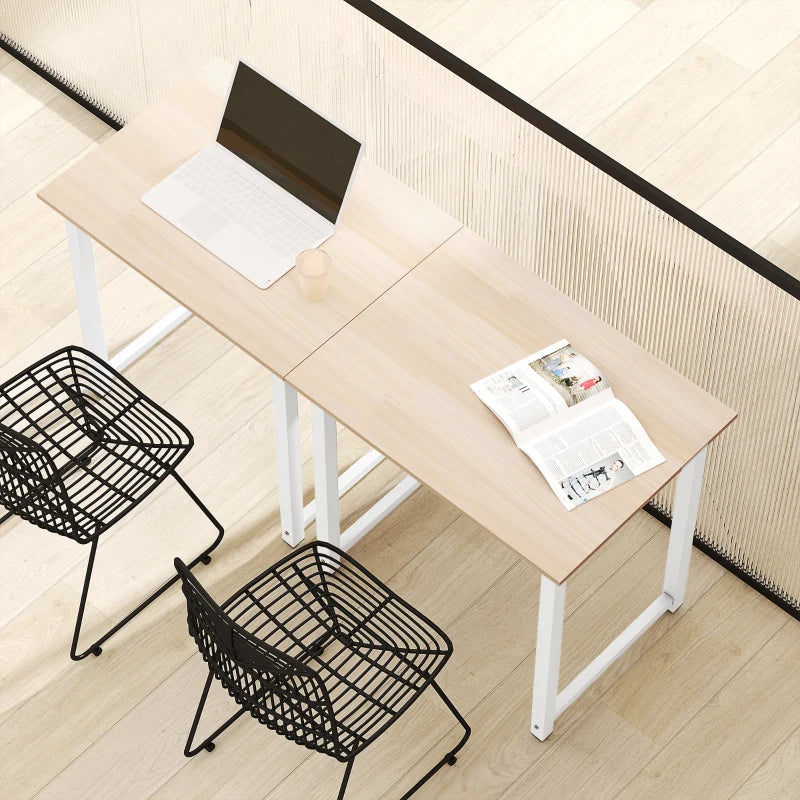 Modern White Computer Desk - 80x60x76cm Writing Table Workstation for Home Office & Study with Metal Frame, Easy Assembly