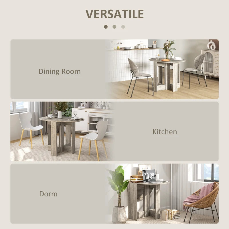 Space-Saving Drop Leaf Folding Dining Table for Small Spaces - Stylish Grey Kitchen & Dining Room Furniture