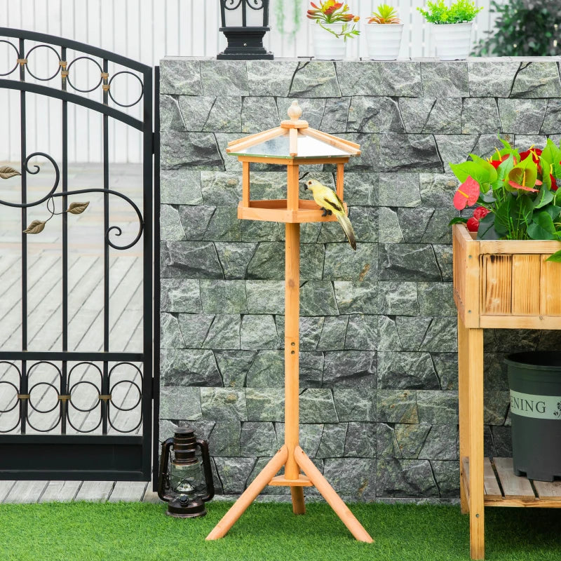 Wooden Bird Table - Free Standing Feeder Station for Garden, Sheltered Parrot Stand, Birdhouse 40x113cm