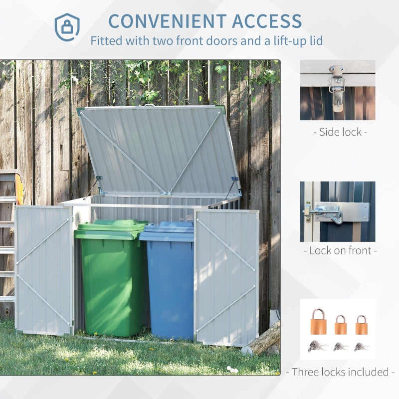 Grey 5ft x 3ft Bin Storage Shed - Metal
