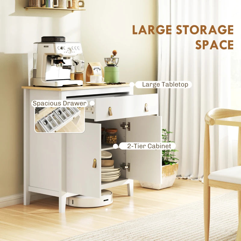 Rustic Farmhouse Style White Sideboard - Elegant Storage Cabinet for Living Room, Dining Room, or Entryway