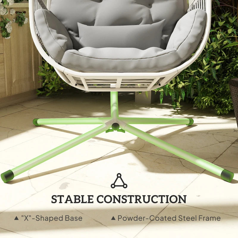 Light Grey Hanging Egg Chair with Stand, Cushions & Adjustable Height for Indoor Outdoor Use