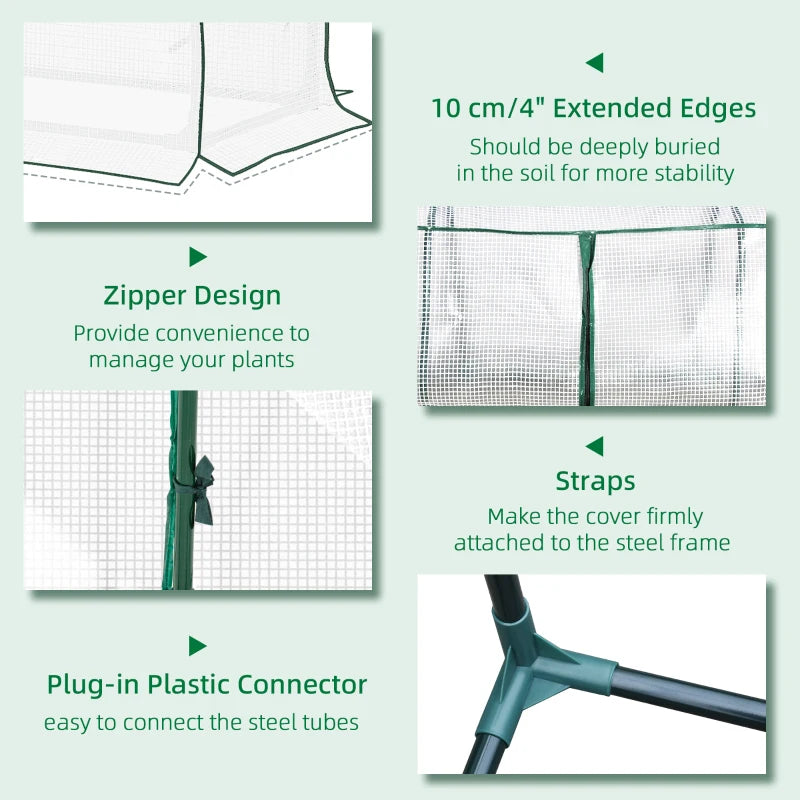 Portable White Mini Greenhouse for Plants - 120 x 45 x 70cm