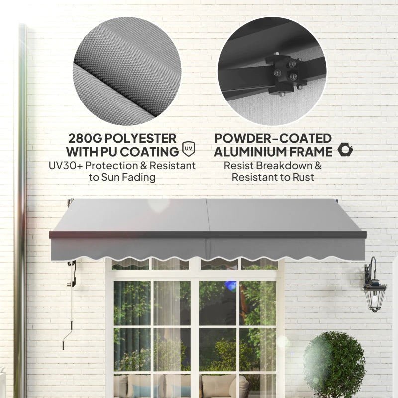 3m x 2.5m Light Grey Electric Retractable Awning with Remote Control & Aluminium Frame – UV30+ Sun Shade Canopy for Patio, Garden, Deck, Door or Window