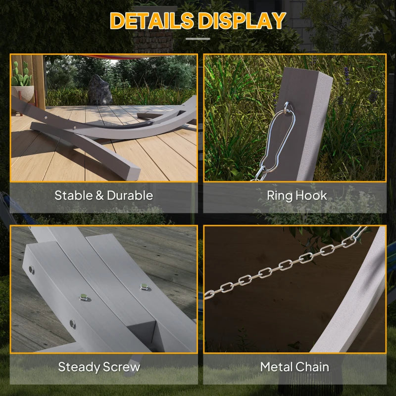 3.25m Grey Wooden Hammock Stand - Universal Fit for Garden, Picnic & Camping Accessories